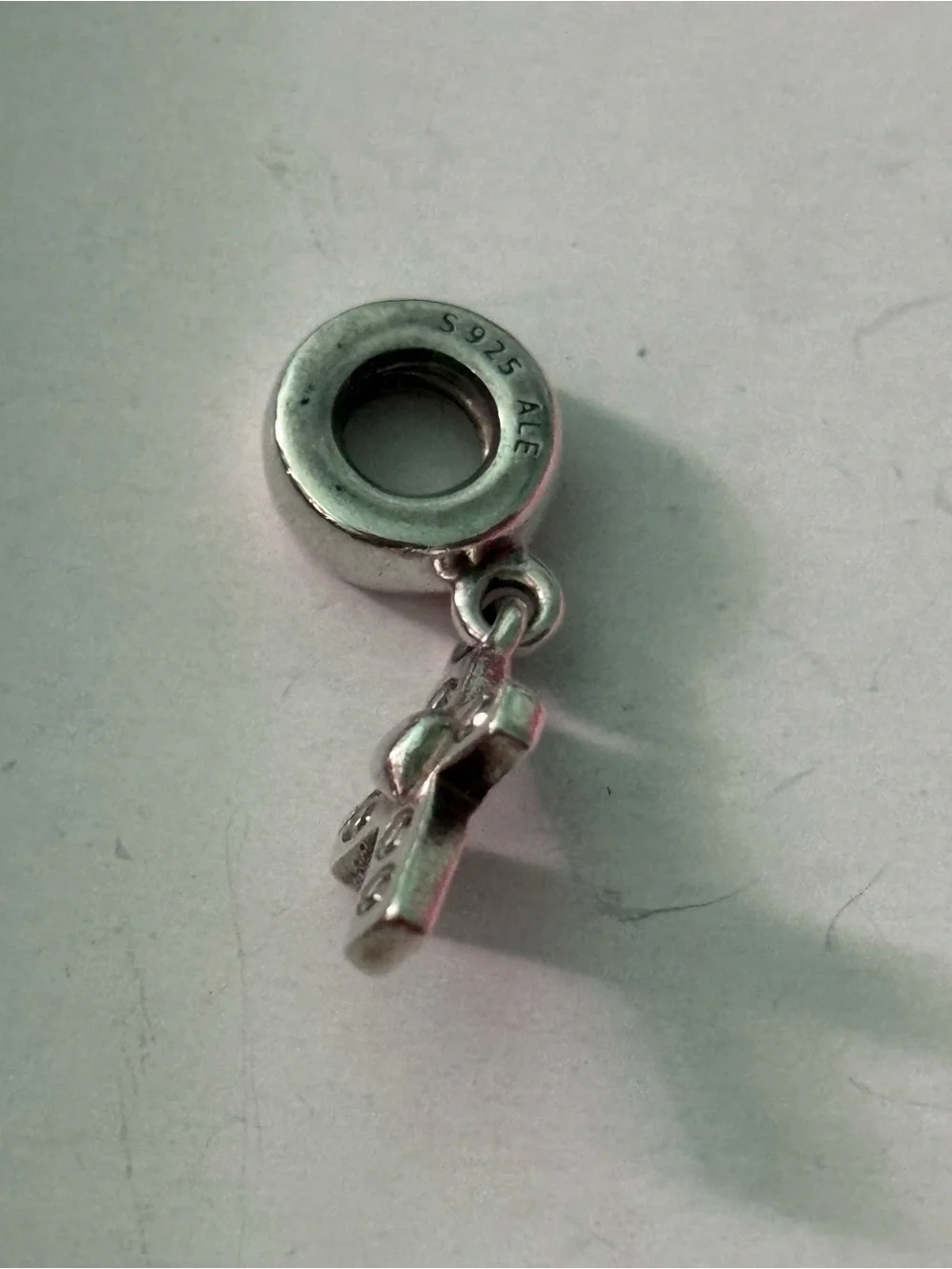 Pandora Silver Cross Dangle Charm with Clear Stones